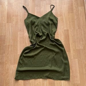 Olive Green Silk Dress